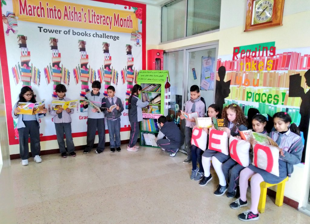 AhmedFakkih's tweet photo. This month we are embarking on a school-wide reading challenge! Students will track their reading journey making paper Book Towers that represent the stack of books which they've read during
this school month.
#March_into_Aisha_Literacy_Month
#grade_5
@MakAishaSchool https://t.co/MLWUUbBCa2