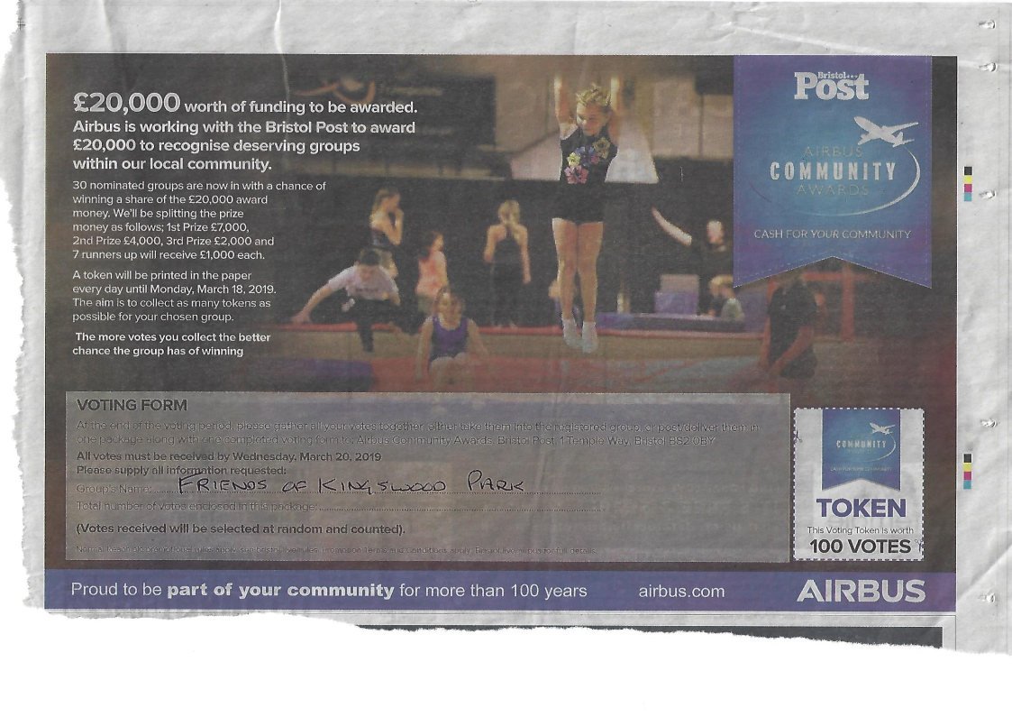 Hi, tokens are trickling in but not enough to get us into the winners frame! Save your Bristol Post tokens every day, we are arranging collection points.