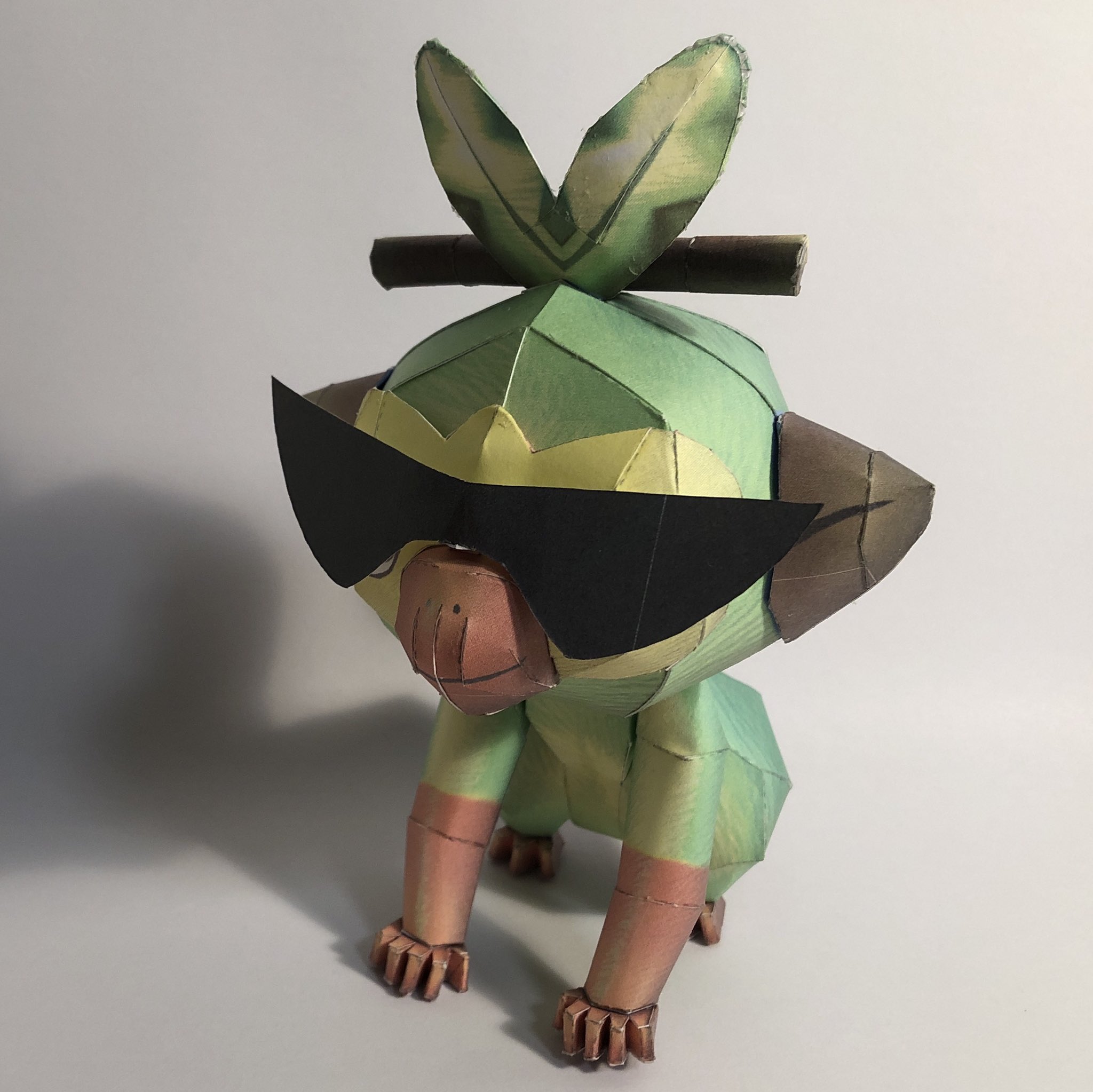 Kyabe2 サルノリのペーパークラフトを設計してみました ポケモン Pokemon サルノリ Grookey ペーパークラフト Papercraft