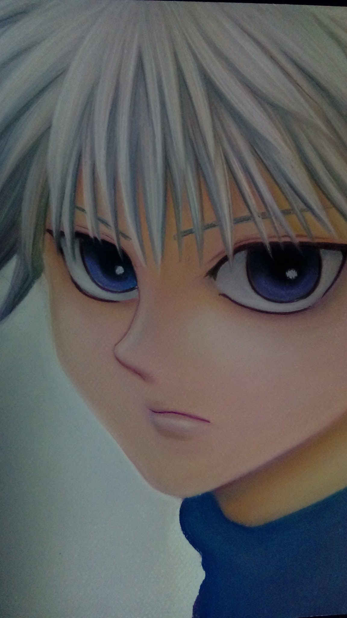 結城るい Hunterhunter ハンターハンター キルア パステル パステル画 Pastel アナログ絵 絵描き人 絵描きの輪 絵の島 Illustration イラスト王国 イラスト塾 イラスト通り の紙にパステルでキルア T Co O0u910fyk2 Twitter