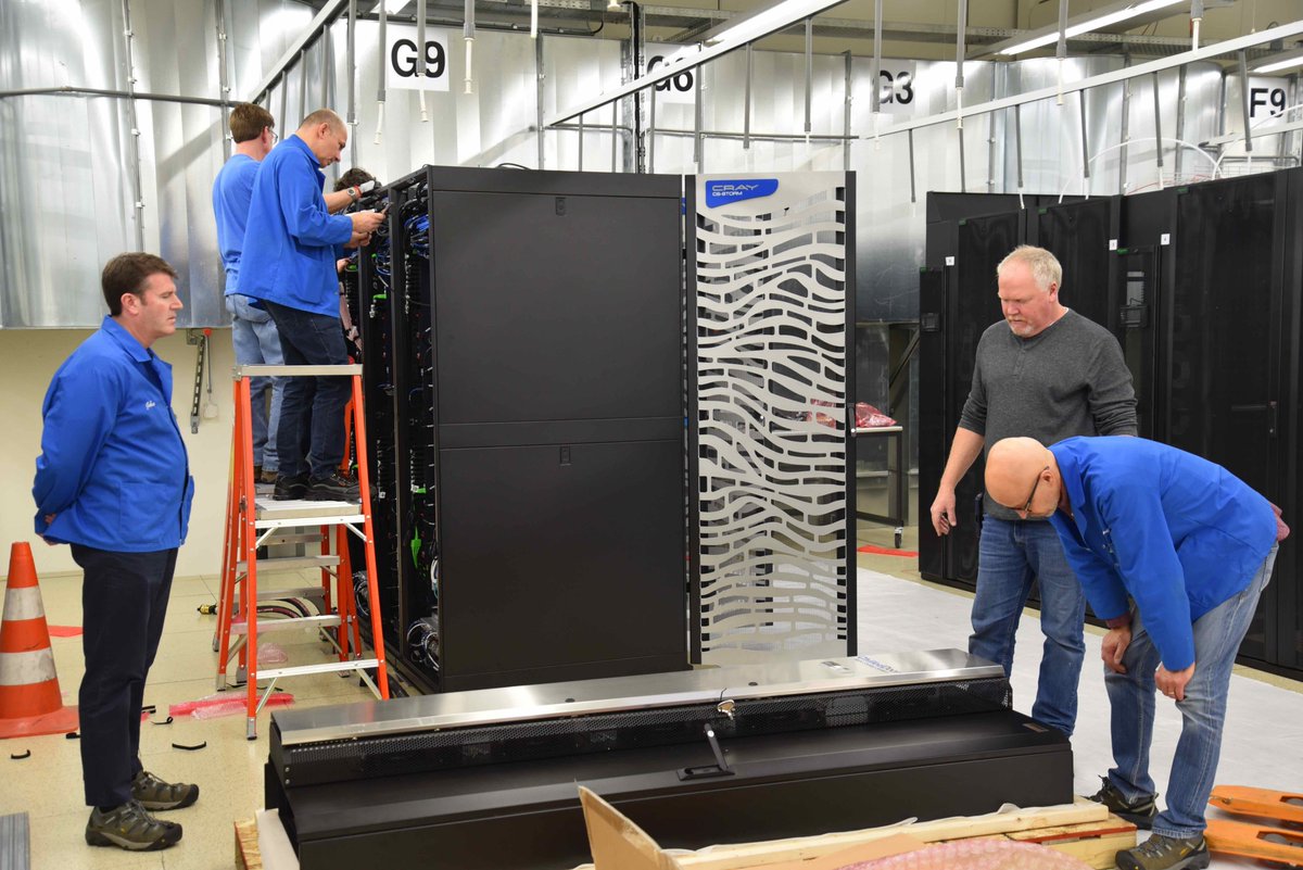 cscsch's tweet photo. Sneak peek in the machine room: this week the new @meteoschweiz supercomputer arrived and has been installed. It is a CS-STORM system by @cray_inc https://t.co/ssqKuN6QkS