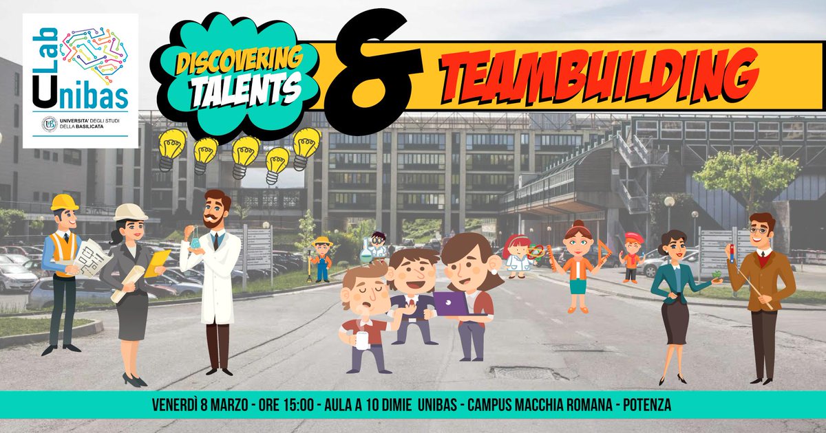 🧠🚀 C O L L I S I O N I - I N T E R D I S C I P L I N A R I 🚀🧠 
i #talenti del #clabunibas sono pronti per lavorare in #team e dare vita ad una valanga di #idee!
Domani, 8 marzo a partire dalle 15:00 a #potenza, presso il campus @UniBasilicata #teambuilding