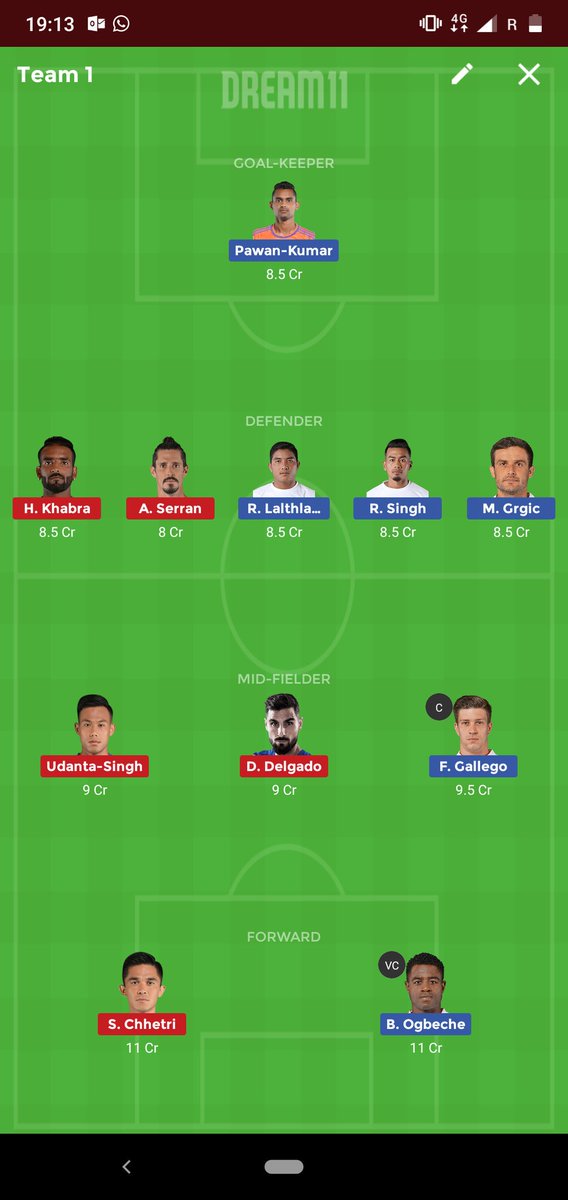 dream11_grand's tweet photo. #ISL #NEUFCvsBFC #Football #Dream11 grand league team...You can change C/VC https://t.co/iYzZmaFXmN