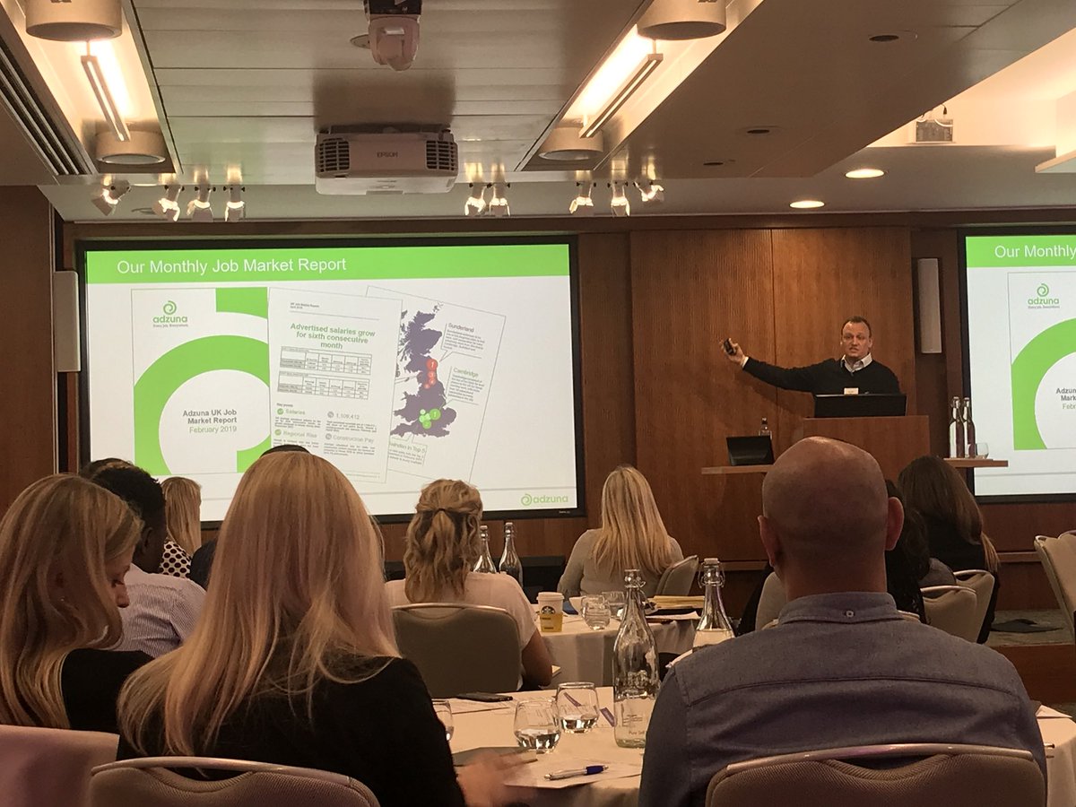 adzuna's tweet photo. .@iainwills is now on stage making some bold predictions on what the year ahead looks like in the job market. Donโt hold us to them! #tlcon https://t.co/6EmhraSN5b
