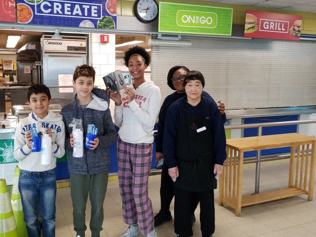 StoutSmurf's tweet photo. National School Breakfast Week raffle winners at Rippowam Middle School for Thursday! Congratulations Friends!! #rippib #spsinspire https://t.co/TTfMFjN9tw