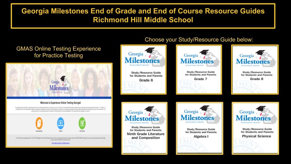 Looking for Practice Tests and Resource Guides for the upcoming Georgia Milestones End of Grade and End of Course tests? Check out this easy to use document at 5il.co/6tip.

GMAS testing at RHMS begins Monday, April 8th! #WeAreRHMS