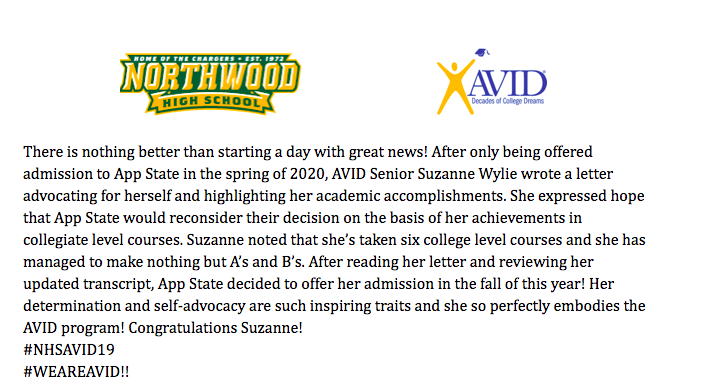 Northwood_AVID's tweet photo. We start the day with some tremendous news.... https://t.co/IRQAvhVSjo