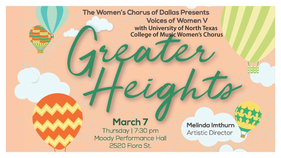 UNTCoM's tweet photo. TONIGHT - VOICES OF WOMEN V: Get your tickets now-#UNTCoM Women's Chorus joins The Women's Chorus of Dallas celebrating women composers/writers and WORLD PREMIERE arr. by Jocelyn Hagen of Dessa songs. https://t.co/XumAPlBjrw @JohnWRichmond2 @UNTPrez @UNTnews @UNTsocial @SingTWCD https://t.co/4gAuZskCpU
