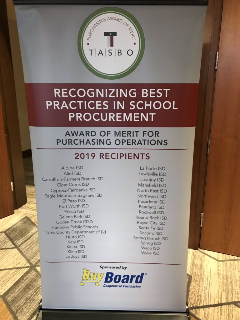 Congratulations to @HarmonyEdu for receiving the award of merit for purchasing operations! Thank you @tasbo for recognizing the best practices in school procurement. #TASBOEngage #TASBO #Engage @ESCRegion20 @TCSAnews #HarmonyProud