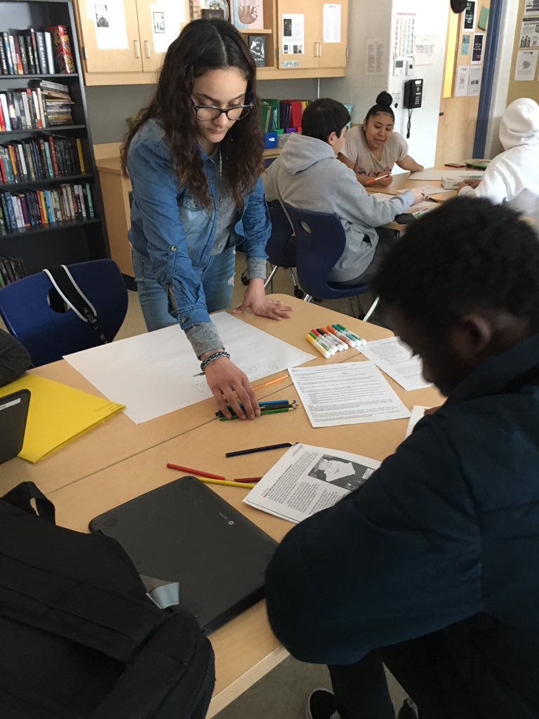 kcloubier's tweet photo. Period 1 is collaborating to create posters about the various impacts of imperialism on Africa thanks to the @ChoicesProgram curriculum funded by @DonorsChoose! These students are embracing the roles of historians today! 😍@plattlive @MeridenK12 @ctrisenetwork #playtmym  #phswh https://t.co/W5LfNSpzt6