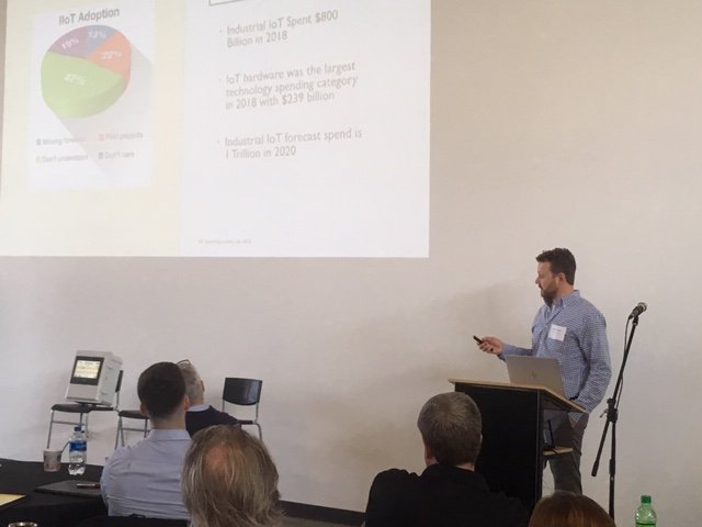 smrtfactory's tweet photo. Matt Negaard from @BannerSensors kicks off the morning program discussing the traditional barriers to #IoT in #MFG and how organizations are changing from $$$ pilots to low-cost, effective solutions. #smartfactorysummit #Columbus #Ohio #Industry40 @SensrTrx #digitaltransformation https://t.co/wCaretFYVH