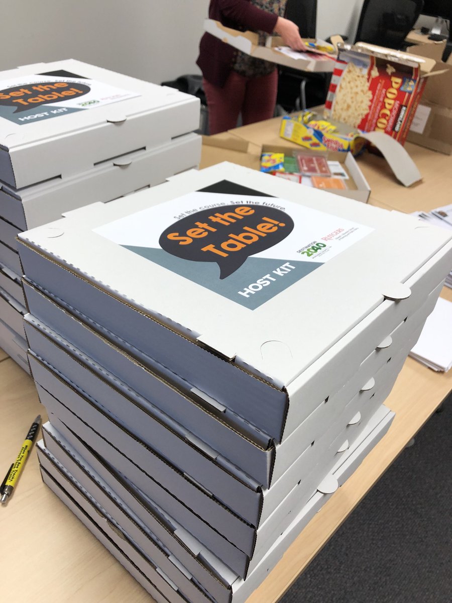 SetTheTableNJ's tweet image. We'll be spending the day making host kits for tomorrow's info session in Plainsboro.  I hope my colleagues all wore comfortable shoes!  Register at setthetable3-8.eventbrite.com learn how you can shape the future of Middlesex County over a meal! @MiddlesexCntyNJ  #Destination2040