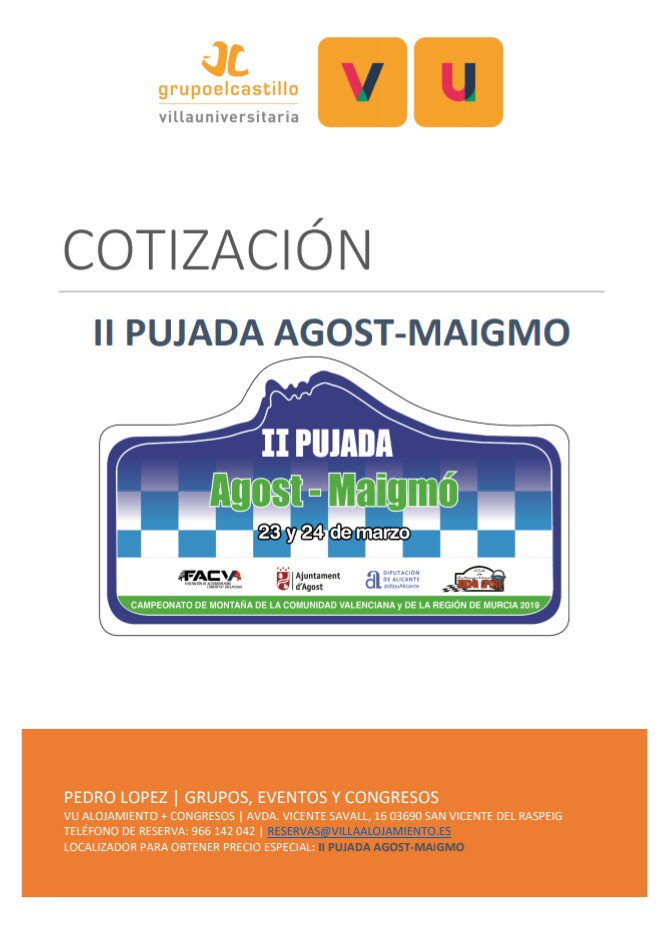 subidamaigmo's tweet photo. Alojamiento recomendado por la Organización de la prueba. A 15 kms. de Agost, con parking incluido. Reserva en @Vive_la_Villa #Automovilismo #fedacv #farmu #montaña #xixonasport #agost #turismodeportivo https://t.co/17r7LRcxs7