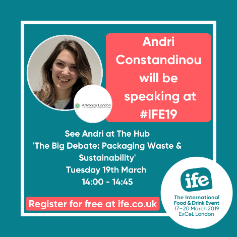 IFE_Event's tweet photo. Tackling the paramount topic of packaging waste and sustainability – join Andri Constandinou, Helen Bird, Phillip Chadwick &amp; Sanjay Patel to hear their views at The Big Debate on Tuesday 19th at 14:00-14:45. https://t.co/FKq2B2iVLV