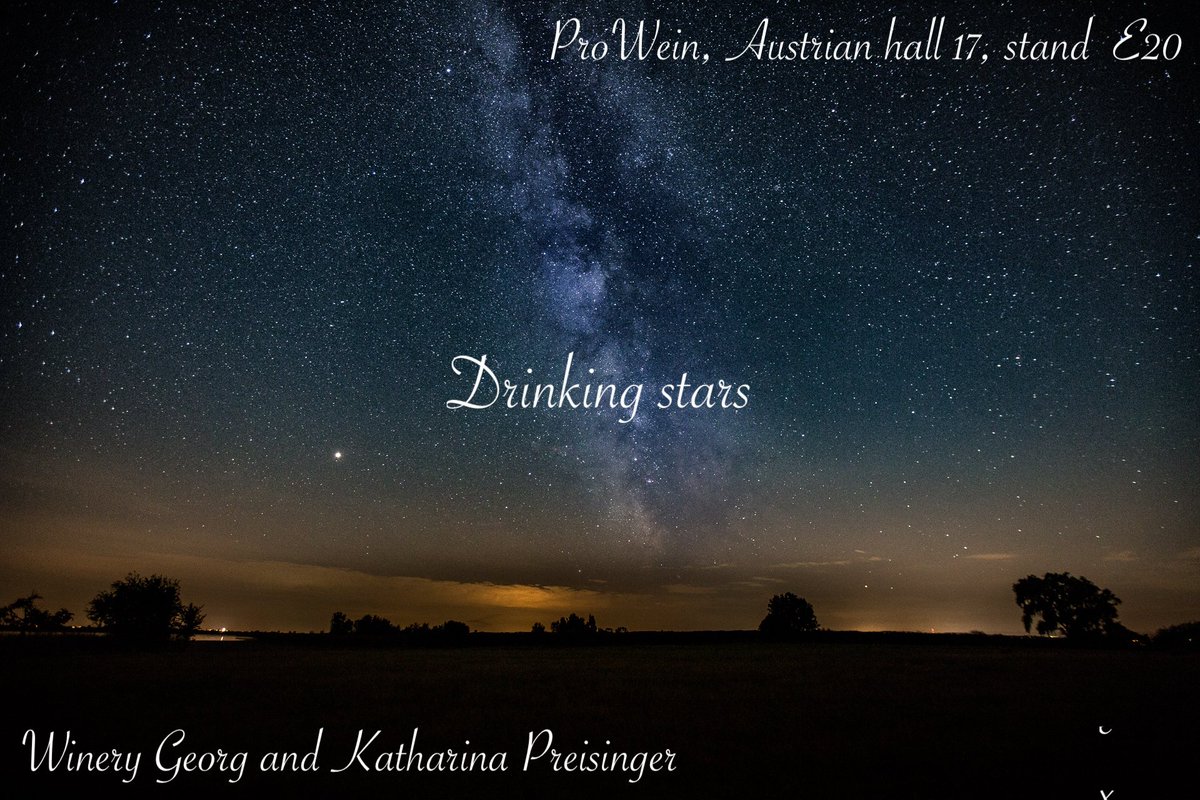 georgpreisinger's tweet photo. Never been drinking stars? Then make sure to visit us at the ProWein next week #sparklingwine #champagner #preisinger #austria #burgenland #welschriesling #chardonnay #methodetraditionelle #wealsohavewines #hall17e20 https://t.co/vRAbnGCyee