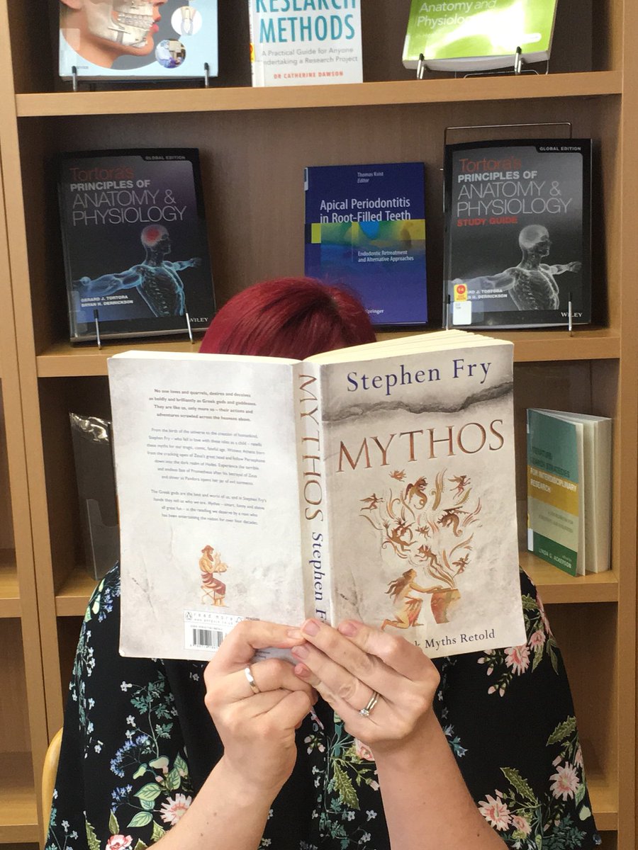 LucyLibrarian's tweet photo. Loving Stephen Fry’s Mythos and looking forward to starting Heroes. #WorldBookDay #naughtygreeks https://t.co/FSOF4ycXrQ