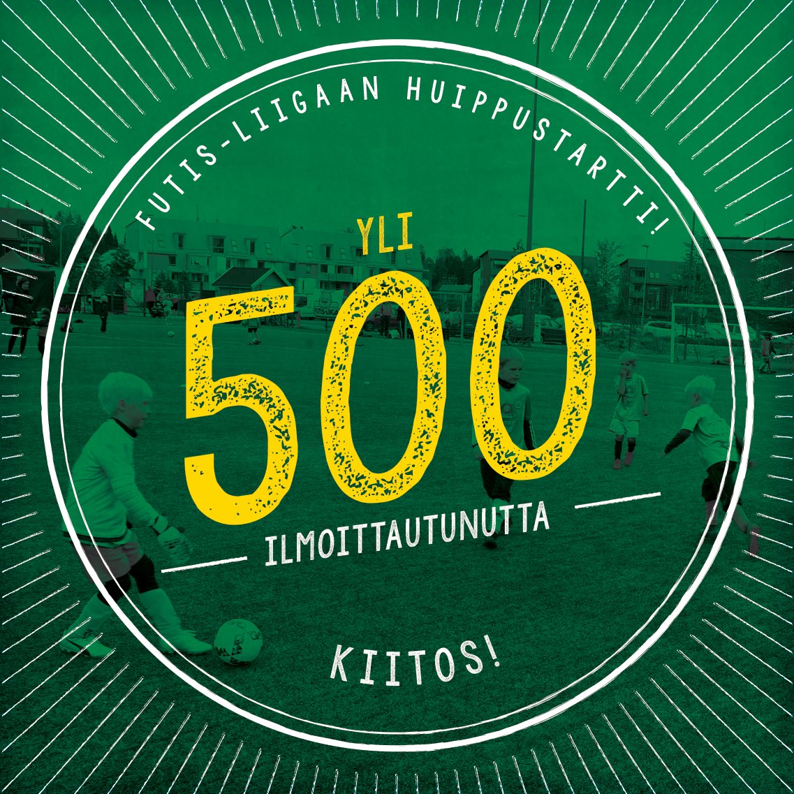 Kiitos! Yli 500 ilmoittautumista ensimmäiseen vuorokauteen on loistava startti. Yleensä samaan lukuun tarvitaan noin viikko. Tervetuloa mukaan kaikkien aikojen futiskesään: ilvesfutisliiga.fi #Ilves #FutisLiiga #keltavihreä #futiskuuluukaikille