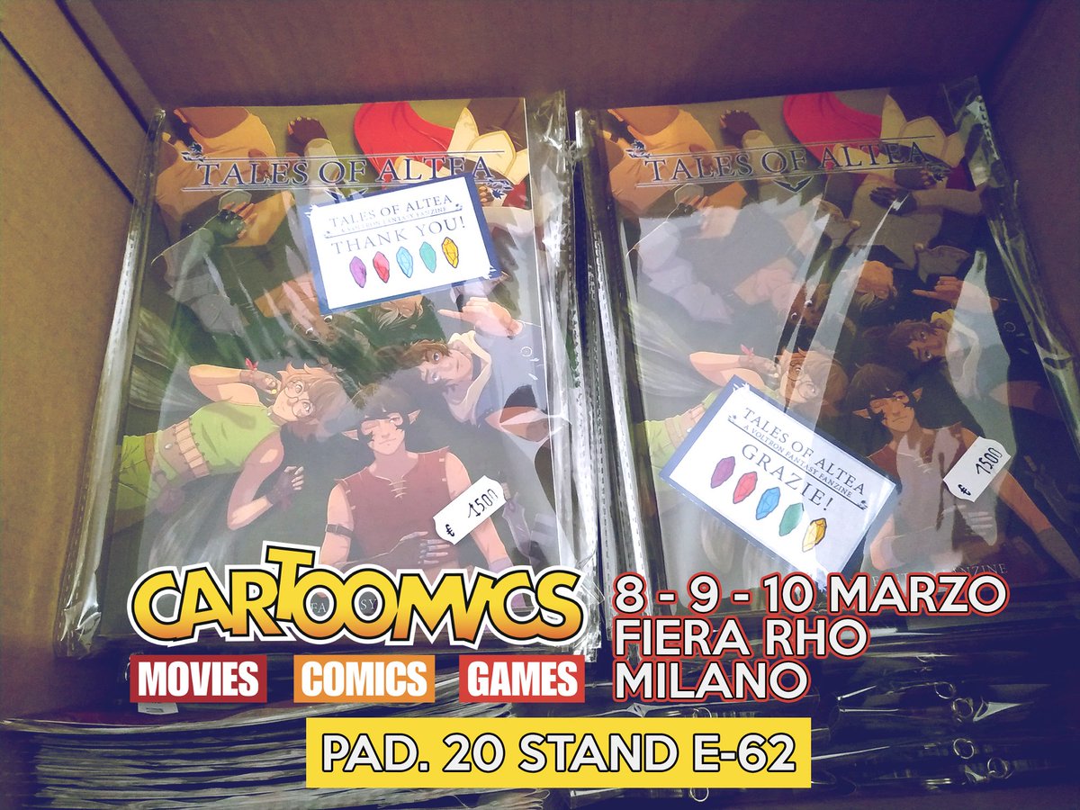 talesofaltea's tweet photo. 🔹 TALES OF ALTEA @ CARTOOMICS 🇮🇹🔹
🔹 A Voltron Fantasy Fanzine 🔹
🔹 8-9-10 Marzo - Milano 🔹
🔹 Pad 20 Stand E-62 🔹
Troverete copie avanzate di Tales of Altea presso lo Stand E-62 (I love pins) di Cartoomics! 
Copie limitate (ita/eng) e gadget! https://t.co/ZRiPL00hbI