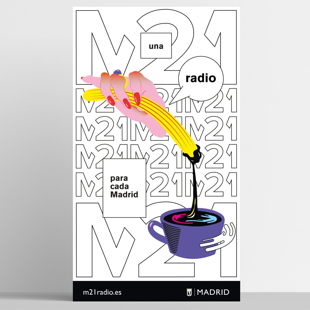 Ya está por las calles y el metro nuestra campaña para <a href="/M21madrid/">M21 Radio</a>, la radio de <a href="/MADRID/">Ayuntamiento Madrid</a>!