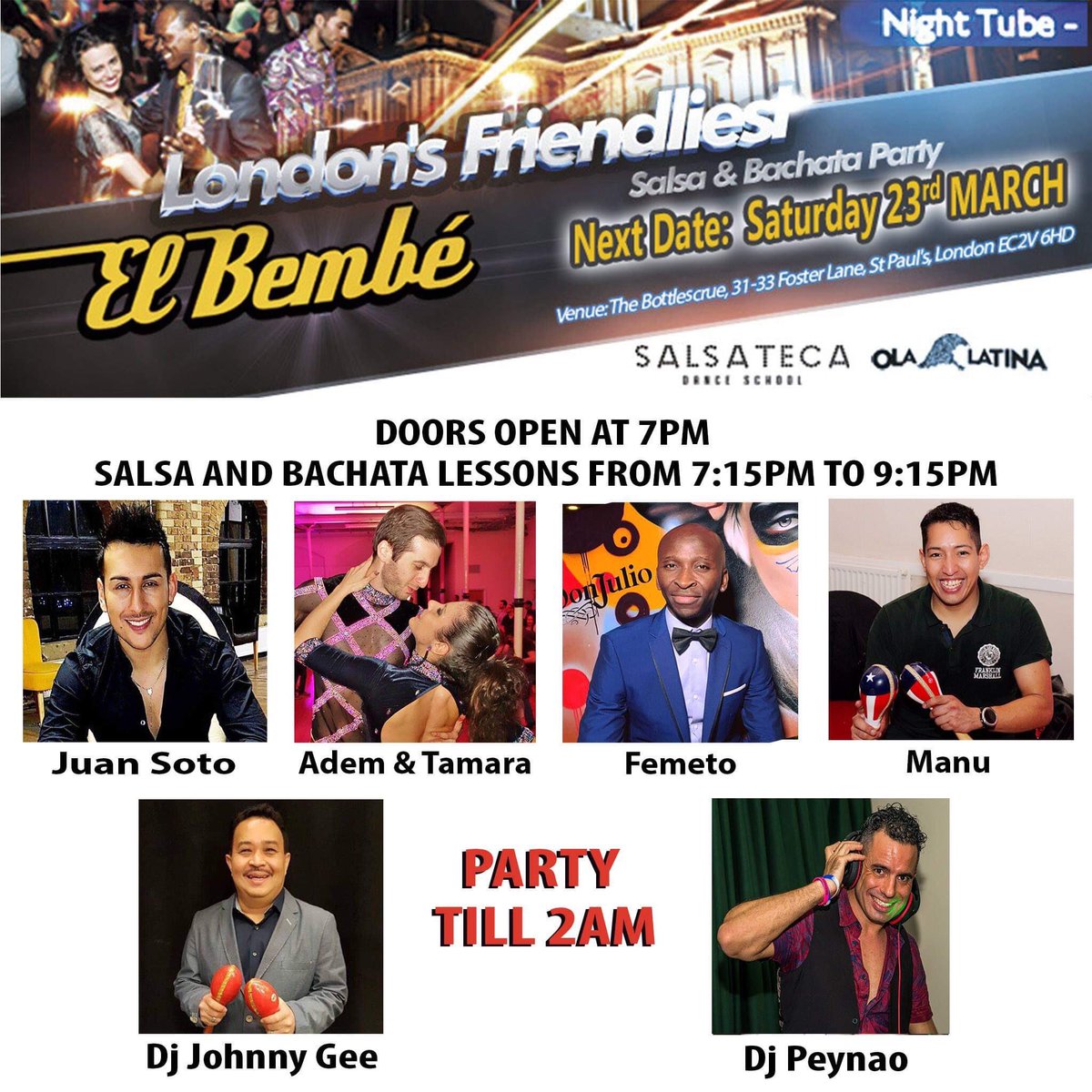 EL BEMBE IS BACK ON SATURDAY 23RD MARCH..!!!
⚠️⚠️⚠️⚠️⚠️⚠️⚠️⚠️⚠️⚠️⚠️⚠️⚠️⚠️⚠️⚠️⚠️⚠️⚠️
Save the date, you can not miss the friendliest latin party just 2 minutes walk from the iconic st Paul’s Cathedral.
salsateca.co.uk
#salsa #bachata #party #london #dancing #nightout