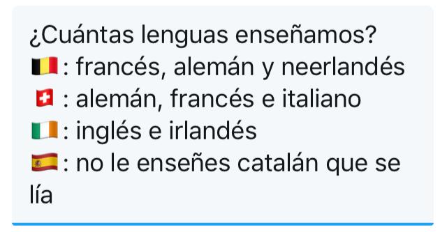 Las lenguas son cultura y es un derecho poder aprenderlas y usarlas y así queda recogido en el Artículo 3 de la Constitución Española de 1978: ''Las demás lenguas españolas serán también oficiales en las respectivas Comunidades Autónomas de acuerdo con sus Estatutos.'' (+)