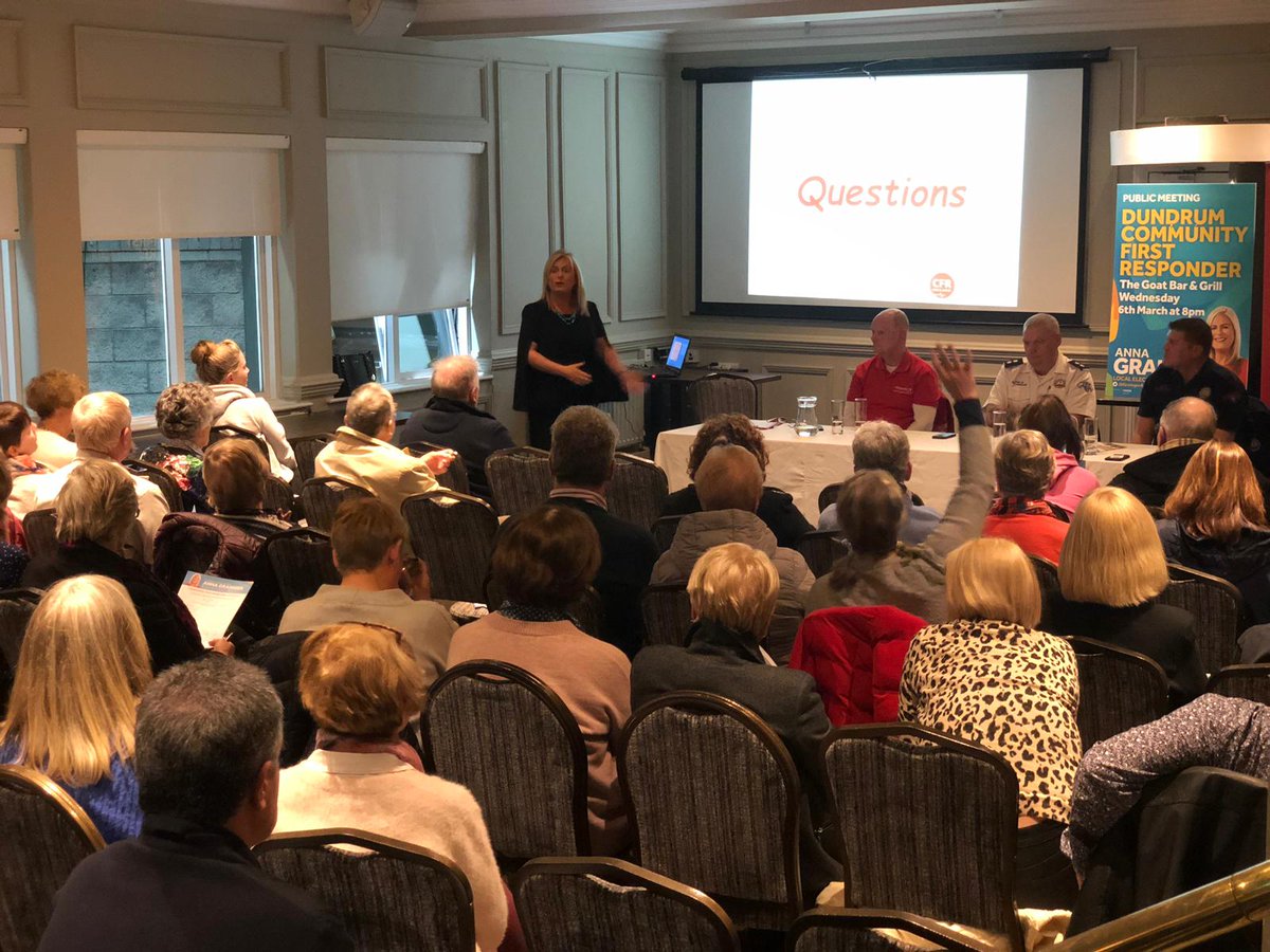 GraingerAnna's tweet photo. Tune into Richard Kinsella at @DublinSouthFM to hear his views on my public meeting last night. Establishing a Community First Responder Group for #Dundrum &amp; surrounds. Special thanks to guest speakers Fire Fighters/Advanced Paramedics fm #Nutgrove @DubFireBrigade &amp; @CFRIreland. https://t.co/BPa8UamDJe