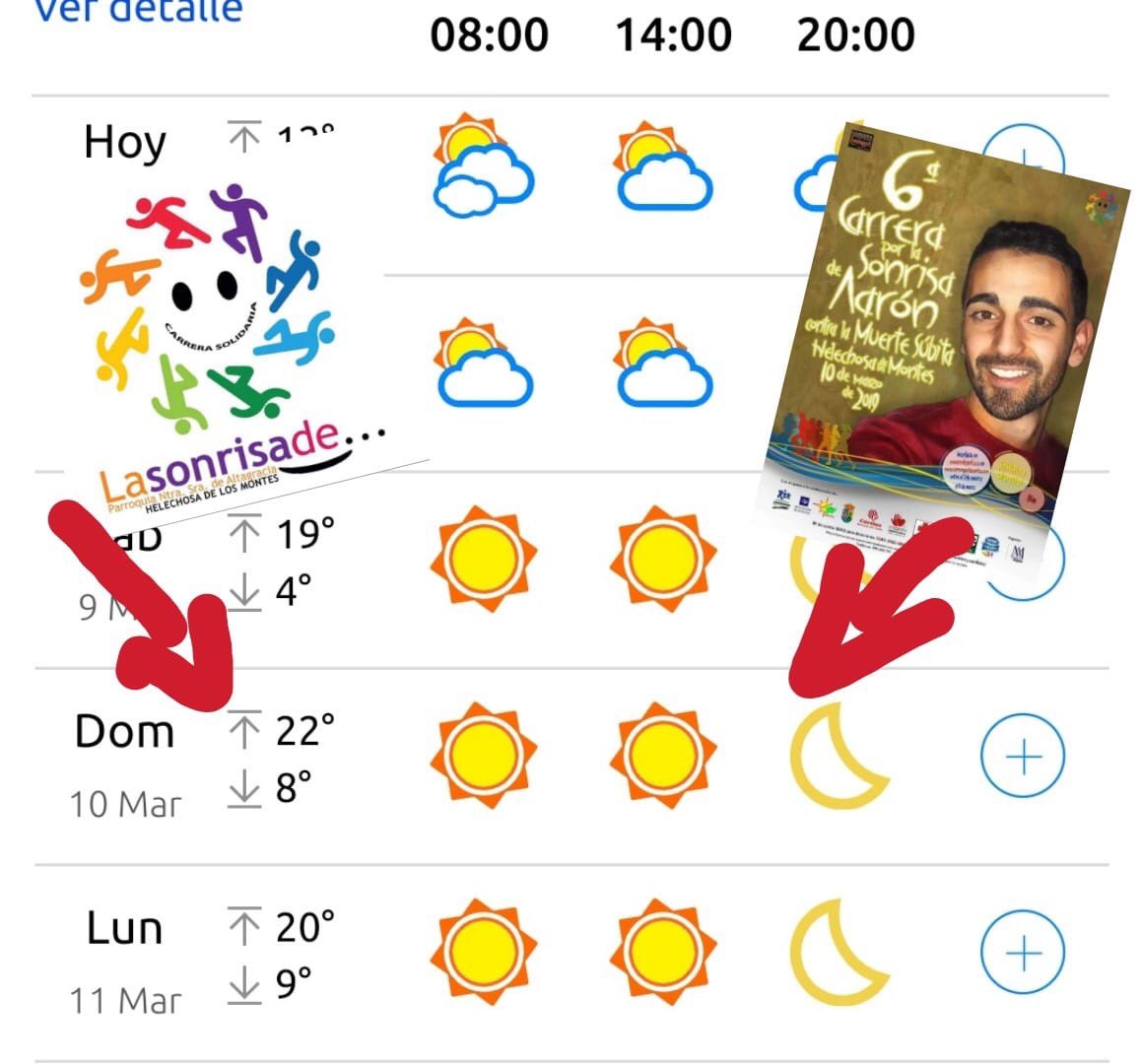 carrerasonrisa's tweet photo. Buenos díiiiiias!!!

No queda nada 😊, ¿habéis visto que tiempo nos va a hacer? ☀️🌞 ¿Te vas a quedar en casa 🏠?

VEN el domingo a Helechosa y NO te pierdas la mejor carrera 🏃‍♂️🏃‍♀️ del año.

INSCRIBETE Y/O COMPRA TU DORSAL SOLIDARIO PINCHANDO AQUI ⬇️:

https://t.co/UD3TqYMhly https://t.co/XaDNQXW2Kb