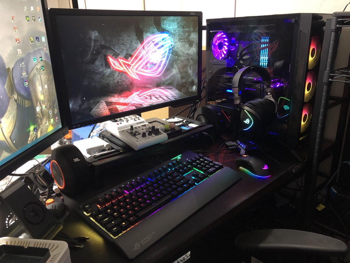 Tea Pei No Twitter 自作pc お前らのpcデスク周り晒していけ お前らのpcスペック晒していけ Rog Cpu I7 8700k クーラー Asus Rog Ryujin 240 M B Asus Rog Strix Z390 F Gaming Gpu Asus Rog Strix Rtx60 O6g メモリ Kingston Hyperx Predator Rgb Ddr4