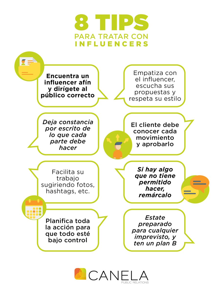 El 92% de los consumidores confía en las opiniones y recomendaciones, por lo que seguro que el #InfluencerMarketing es una de tus estrategias este año. Antes de dejarte llevar por el entusiasmo, atento a nuestras 8 tips para tratar con Influencers y que tu campaña sea un éxito 📈