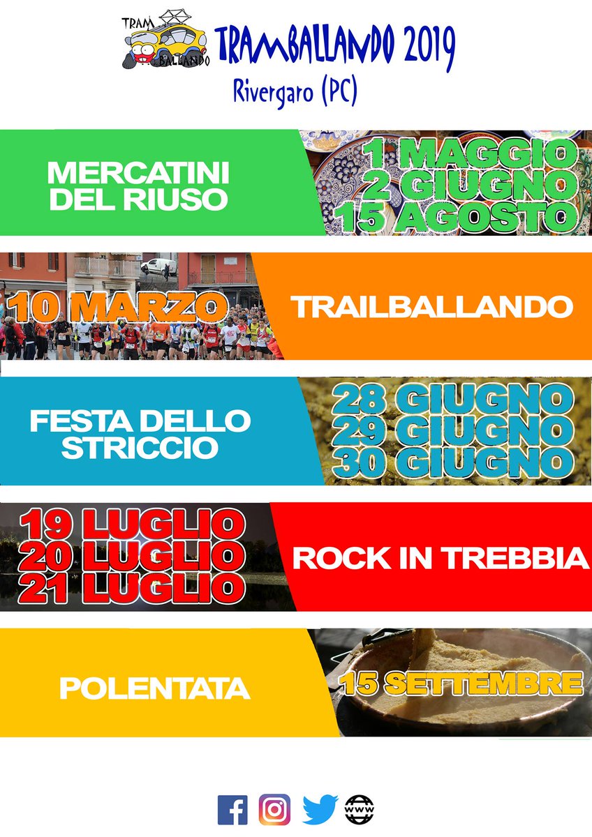 tramballando's tweet photo. Ecco il programma per questo #2019
Tante #feste ed #eventi a #Rivergaro !!! https://t.co/9dAYTjQA6T