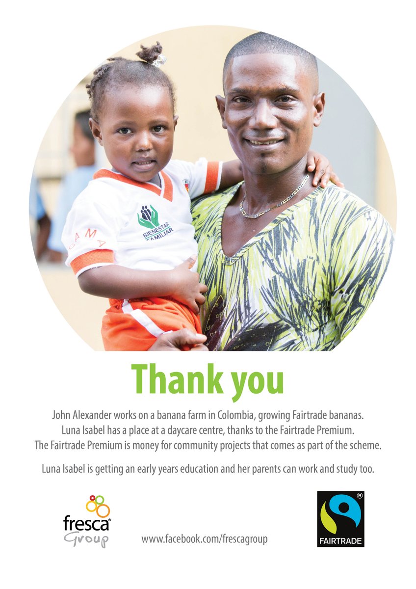 FreshFromMack's tweet image. A 'thank you' from us and from our banana growing communities for your choice in purchasing #fairtrade bananas. In 2018 our parent company, @FrescaGroup,  imported enough Fairtrade bananas to generate £3m in Fairtrade Premium for community projects. #fairtradefortnight