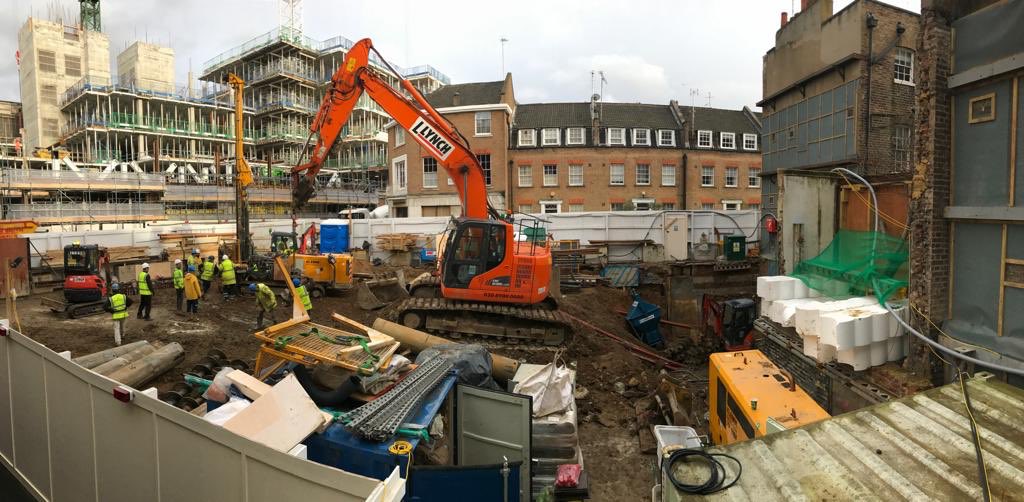 parmarbrook's tweet photo. Works well underway at Little Chester Street, confined double basement construction in the West End @squirepartners @gt_llp #knightbuild https://t.co/trebIulvj1