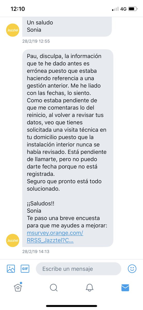 28/2 y a día de hoy no tengo respuesta! Verguenza de ⁦<a href="/jazztel_es/">Jazztel España</a>⁩ y su servicio técnico pasando olimpicamente de sus clientes! No contraten ni recomienden #jazztel , no cuida a sus clientes