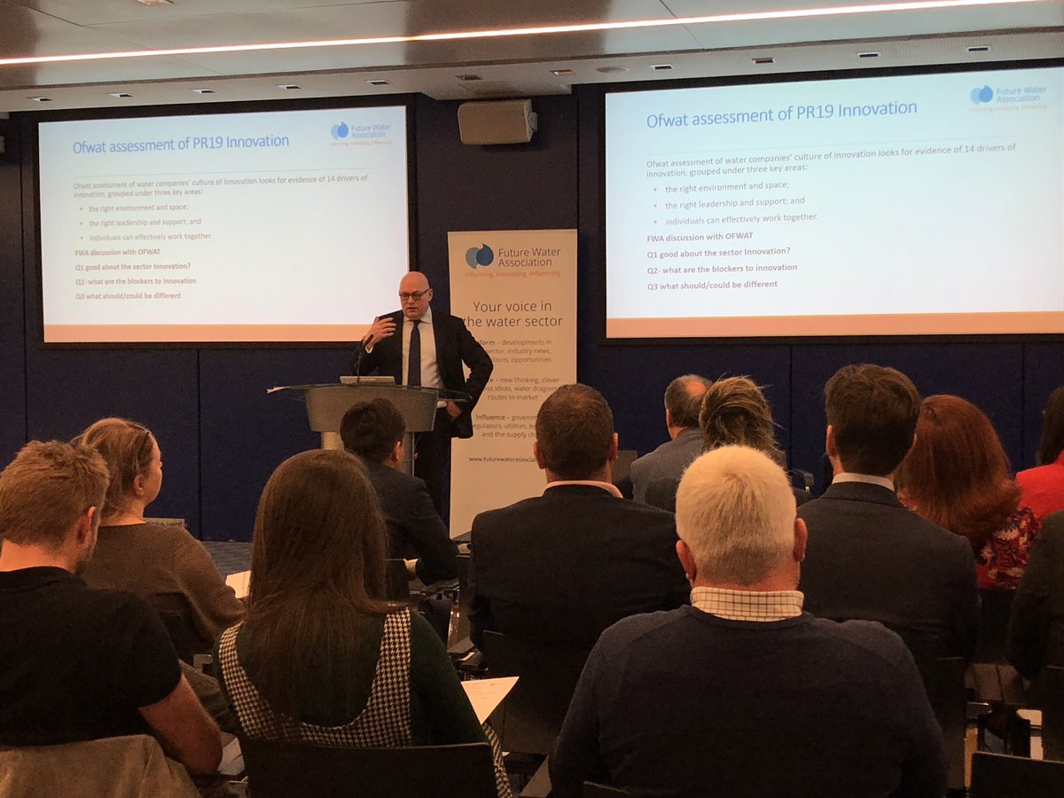 venturiportal's tweet photo. Arup are honoured to host the @FutureWaterAsso #WaterDragons Finals event today. Paul Horton giving an overview of impact of Ofwat PR19 initial determinations to the delegates. #water #innovation https://t.co/guM3IXoXmy