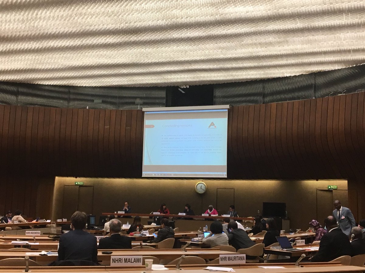 SarahRattray1's tweet photo. Proud to be speaking at the Intersessional consultation on the role of #NHRIs and the #SDGs - sharing lessons learned and building strategies on #HumanRights  from #UNDP @ #HRC40 w/ ⁦@Ganhri1⁩  &amp; ⁦@UNHumanRights⁩ ⁦@UNDP_SDGs⁩ ⁦@aparnabas⁩ https://t.co/tyzW9d3OTo