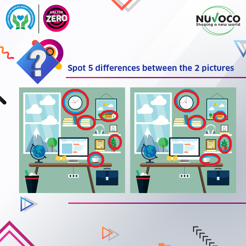 VHetal's tweet image. #Question14 A14) 
Spotted following differences 

1)Time in the clock is not correct
2) Books on Shelf
3) Plant leaf in pot
4) Steam from the Tea cup
5) Hut in the Painting

#NuvocoHSEQuiz #NuvocoVistas