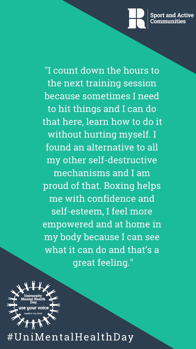 sportroehampton's tweet photo. Today is University Mental Health Day! Here are the thoughts of one of our Boxing club members #useyourvoice #UniMentalHealthDay https://t.co/mXMZtkN6KS