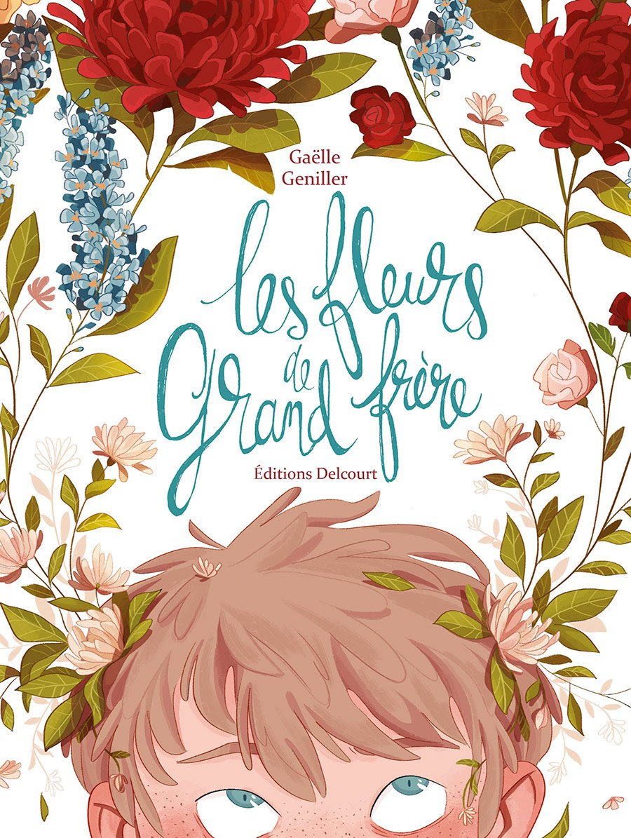 Hi everyone! I am a bit late, but yesterday was the release of my first comic "Les fleurs de Grand Frère" ("big brother's flowers???" ) a sweet story of a young boy who has to accept the flowers that suddenly grew on his head. I hope you'll like it <3 Have a great day!!
