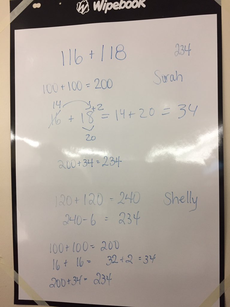 raspberryberet3's tweet image. Looking at different strategies in #numbertalks - decomposing, compensating, doubles @mathkaveli #engagemath #mathchat #elemmathchat #mathconceptions