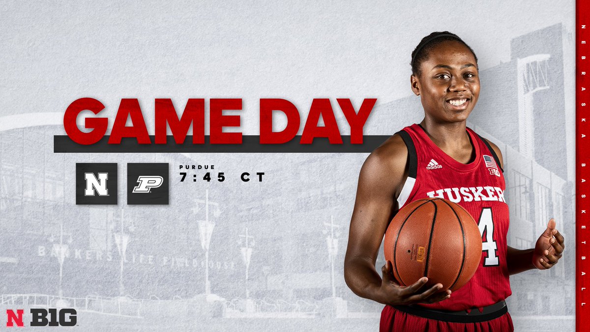 🚨GAME DAY AGAINST PURDUE🚨

📍: Bankers Life Fieldhouse
📺: <a href="/BigTenNetwork/">Big Ten Network</a>
📻: @HuskerSports 
💻: bit.ly/2IU3OCv 

#GBR 🌽