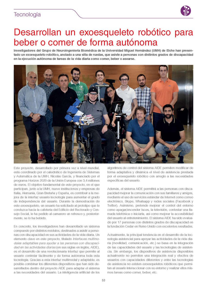 <a href="/aideproject/">AIDE H2020 project</a>, <a href="/nBioUMH/">nBio</a> y <a href="/nik_gar_aracil/">Nicolas GarciaAracil</a> en el ANUARIO 2018 de <a href="/asociacionruvid/">Asociación RUVID</a> que resume la actividad universitaria valenciana en I+D+i en 2018, primera página de Tecnología <a href="/UniversidadMH/">UMH</a>