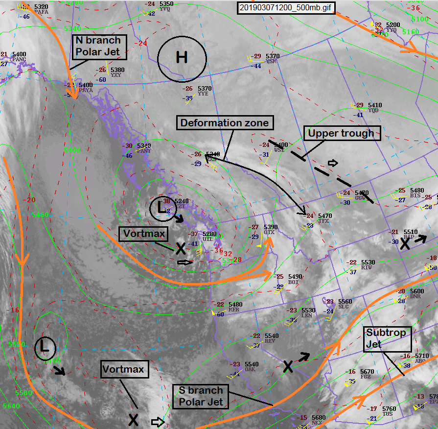 ensembleator's tweet photo. The air aloft moving over SW BC is about as cold as it gets this time of year (-37C @ 500 mb). Showers, initially flurries this AM, developing. More over the valley than the city #YVR. Showers occasionally heavy this PM. Clearing near mid-day Fri as ridging builds in from the W. https://t.co/cScGJWtS0F