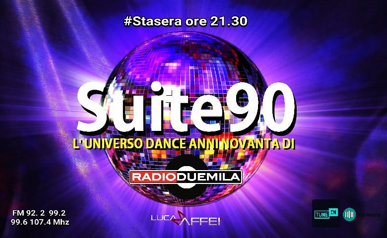 Radioduemila's tweet photo. Questa sera nuovo viaggio nell' universo #dance #nineties di #Suite90 su @Radioduemila con @LucaMaffeiDj !
Ore 21.30 in #FM e #streaming https://t.co/Iv4YWbaTEE