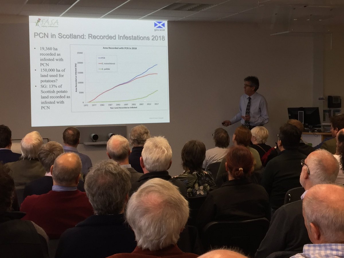 JamesHuttonInst's tweet image. Jon Pickup @ScotGovSASA kicks off #SSCR2019 Potato Winter Meeting by discussing #PCN in Scotland and its potential impact on seed production sscr.hutton.ac.uk/node/734