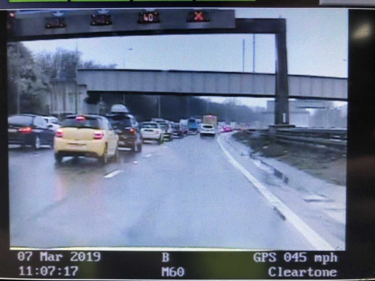 gmptraffic's tweet photo. To the several vehicles that contravened the red X on the M60 at Junction 6, your notice of intended prosecution is in the post. Emergency services were in the carriageway and you put everyone at risk. #noexcuse https://t.co/Y7KX6OOiDN