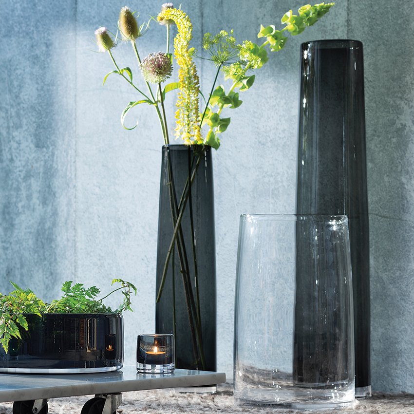 Explore our new Stems collection of mouthblown vases, pots and lanterns inspired by the silhouettes and colours of plant stems. Use these huge floor-standing vessels to make a statement in any contemporary interior, or group a collection of tapering vases and lanterns together.
