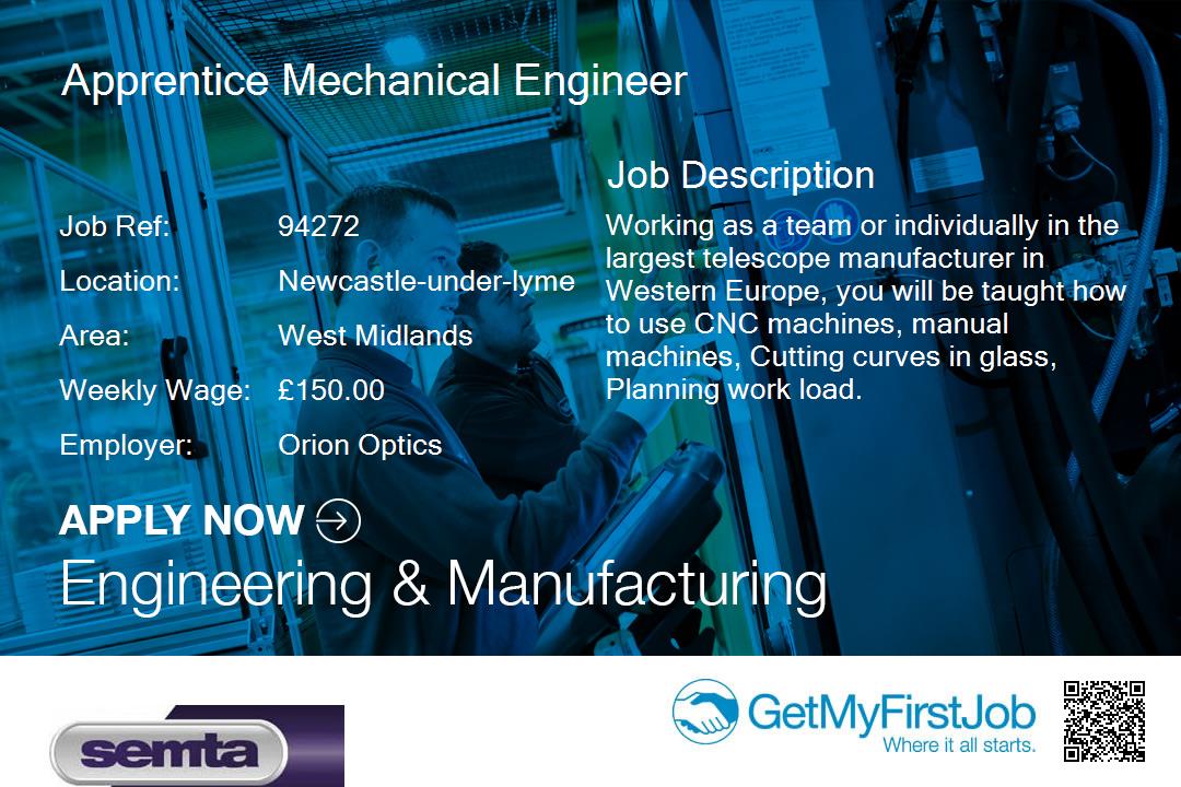SemtaApprentice's tweet image. Want an #apprenticeship as an #apprentice Mechanical Engineer #Newcastle-under-lyme? @SemtaSkills #job goo.gl/y8vUts