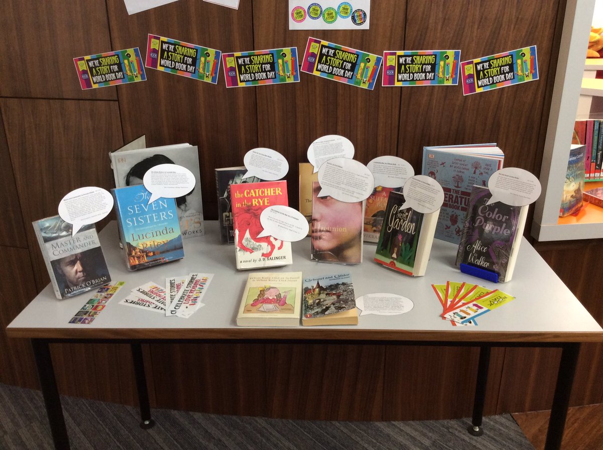 bgs_library's tweet photo. #WorldBookDay19 #letsshareastory here are some wonderful books that have been recommended by staff. All of these books made an impact on their readers. Come and tell us which book means a lot to you. https://t.co/66AjN3ex3L