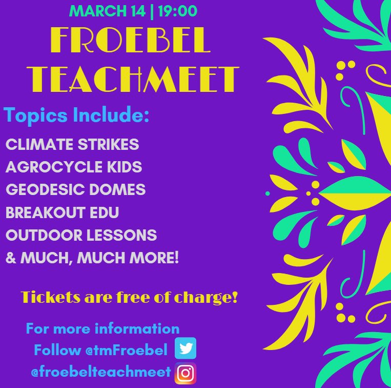 tmFroebel's tweet photo. The wait is over! Climate strikes, Geodesic Domes, outdoor lessons and much much more on the night! Make sure to get your ticket.
Link in bio ❗️#teachmeet #irisheducation #maynoothuniversity #froebel #primaryteaching https://t.co/ejme6QgDGW