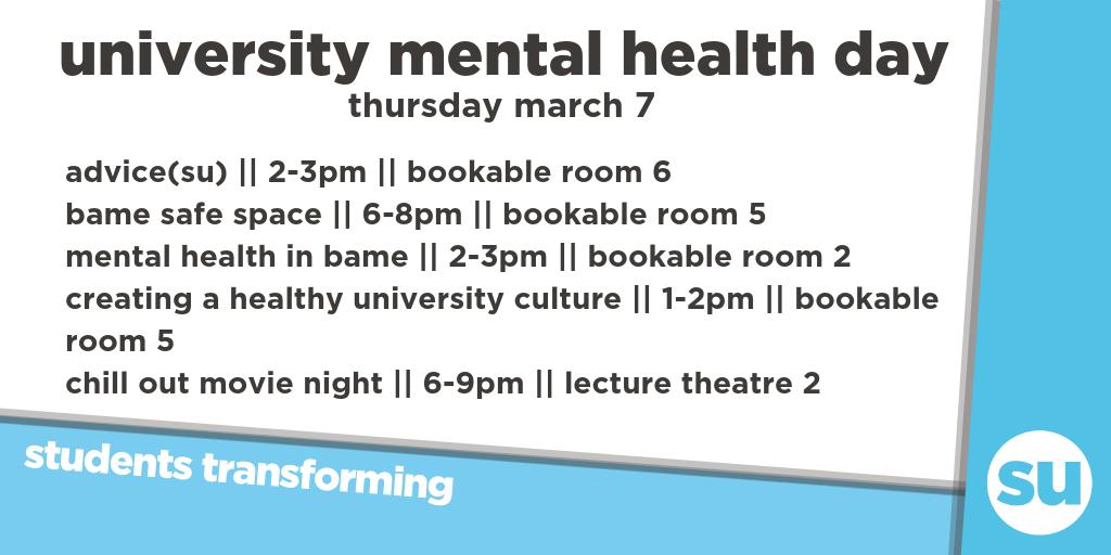 what a busy week! from the great efforts of a record number of <a href="/ueasport/">UEA Sport</a> clubs yesterday to <a href="/BUCSsport/">BUCS</a> conference cup final (and some huge wins from <a href="/UEATableTennis/">UEA Table Tennis</a> <a href="/UEAHockey/">UEA Hockey Club</a>!) today is university mental health day - there's loads going on, more info at uea.su/tickets